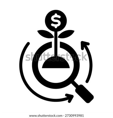 Investment Analysis Icon - Solid Black Glyph Icons For Accounting and Business