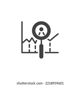 Icono del vector de análisis de inversión. signo plano relleno para concepto móvil y diseño web. Icono de glifo de análisis de gráficos. Símbolo, ilustración del logotipo. Gráficos vectoriales