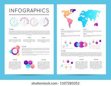 Investment analytics with various infographics. Data visualization, commercial business report, financial graph, stock index cartogram vector illustration. Corporate business presentation template.