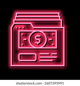 investment archive folder neon light sign vector. investment archive folder sign. isolated symbol illustration