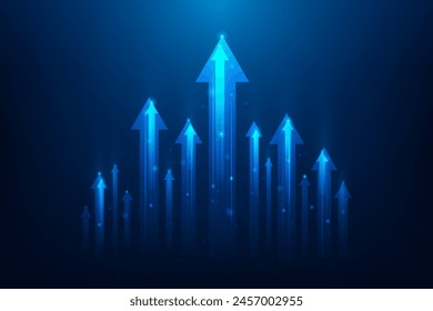 investment arrow chart of stock market trading technology background. business trend trading economy graph strategy. market chart profit money. vector illustration hi-tech.