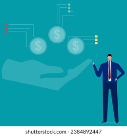 Investment asset allocation and balancing concept Businessman investors make pie charts to balance their portfolios to suit risk and return.