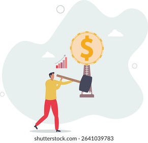 Investment asset price hit all time high, market rising, stock, crypto currency or gold price rally concept. character life .