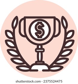 Investment award, illustration or icon, vector on white background.