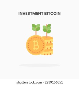 Investment bitcoin icon flat. Vector illustration on white background. Can used for web, app, digital product, presentation, UI and many more.