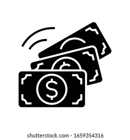 Investment black icon, concept illustration, vector flat symbol, glyph sign.
