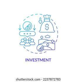 Investment blue gradient concept icon. Buying property. Wider farming business environment abstract idea thin line illustration. Isolated outline drawing. Myriad Pro-Bold font used