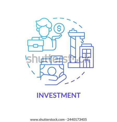 Investment blue gradient concept icon. Fund management, capital gain. Stock market, investor business. Round shape line illustration. Abstract idea. Graphic design. Easy to use in brochure, booklet