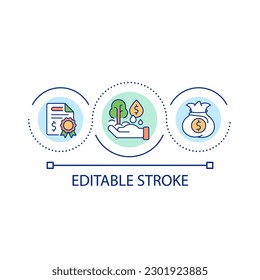 Investment and bond security loop concept icon. Financial problems prevention. Money savings abstract idea thin line illustration. Isolated outline drawing. Editable stroke. Arial font used