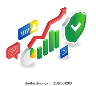 Investment business analysis data security in flat isometric illustration