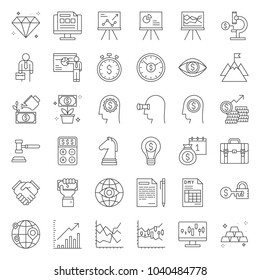 Investment and business analyze, thin line icon set