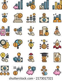 investment business filled outline icon pack vector illustration