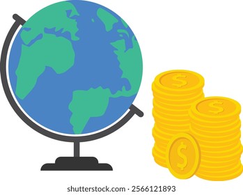 Investment business finance and industry direction global US currency, Vector illustration in flat style

