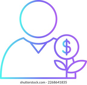 Investment Business People Icons with purple blue outline style