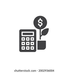 Investment calculator vector icon. filled flat sign for mobile concept and web design. Money growth calculation glyph icon. Symbol, logo illustration. Vector graphics