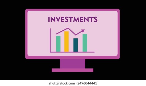 Investment chart icon designed in Computer or LED Screen Illustration. Business and finance concept animation icons vector