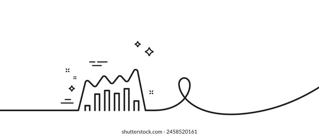 Icono de línea de gráfico de inversión. Una línea continua con rizo. Signo de gráfico económico. Símbolo de la bolsa. Finanzas empresariales. Cinta de contorno simple de gráfico infográfico. Patrón de curva de bucle. Vector