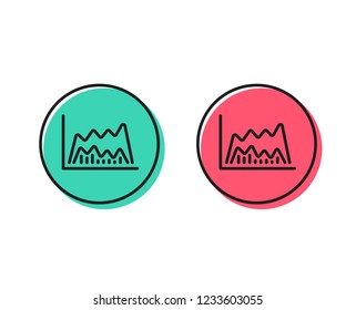 Investment chart line icon. Economic graph sign. Stock exchange symbol. Business finance. Positive and negative circle buttons concept. Good or bad symbols. Trade chart Vector