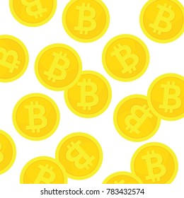 Investment Coin, Bitcoin Icon, Bitcoin Background, Money Symbol, Stock Market, Virtual Crypto Currency Flat Vector Illustration Background