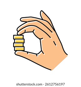 investment coin hand color icon vector. investment coin hand sign. isolated symbol illustration