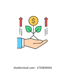 Investment color line icon. Income increase. Progress marketing. Pictogram for web page, mobile app, promo. UI UX GUI design element. Editable stroke.