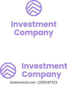 Investment company purple line business logo. Brand name. Financial consulting. Upward trend. Design element. Visual identity. Poppins font used. Suitable for property manager, insurance company