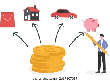 Investment concept. Asset allocation dividing an investment portfolio among different asset categories.

