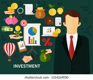 Investment concept background .Flat icons