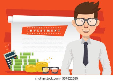Investment concept and businessman design,clean vector