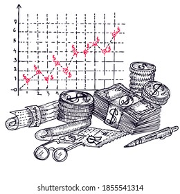 Investment concept, doodle sketch and illustration
