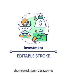 Investment Concept Icon. Buying Property. Wider Farming Business Environment Abstract Idea Thin Line Illustration. Isolated Outline Drawing. Editable Stroke. Arial, Myriad Pro-Bold Fonts Used