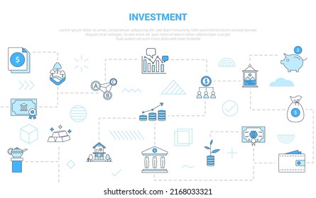 investment concept with icon set template banner with modern blue color style