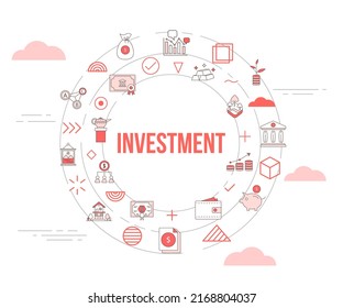 investment concept with icon set template banner and circle round shape