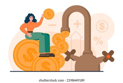 Investment concept. Investing strategy, idea of financial support of up-and-coming start-up or project. Investing money for with the prospect of profit. Vector flat illustration