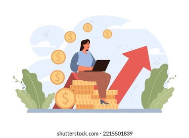 Investment concept. Investing strategy, idea of financial support of a start-up, project, security purchase. Investing money with the prospect of profit. Vector flat illustration