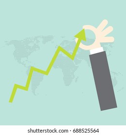 Investment concept,businessman with financial symbols coming from hand 