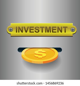 Investment concept,insert coin in slot vector illustration.