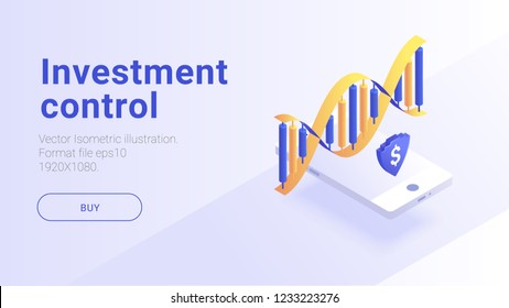 investment control and trading illustration. Isometric vector banner. X Reality, XR, Cross Reality, mixed reality, xr technologies
