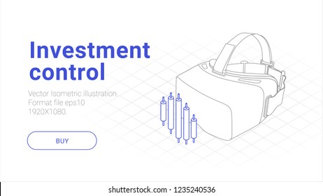 investment control and trading illustration. Isometric vector banner