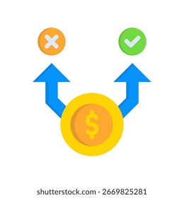 Investitionsentscheidung Symbol flache Vektorgrafik