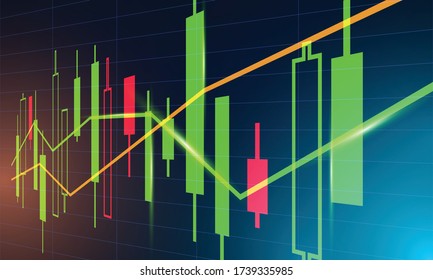  Investment design background and the concept of stock market. Earn and profit with green bar charts.