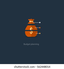 Investment Diversification, Financial Strategy Solution, Budget Fund Cut Plan Icon, Share Hold, Compound Interest, Divide Money, Vector Illustration