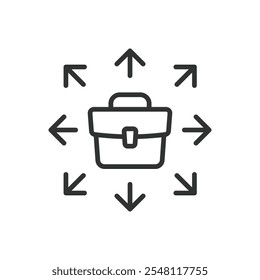 Investment diversification, icon in line design. Investment, diversification, strategy, risk, assets, portfolio, growth on white background vector. Investment diversification editable stroke icon