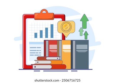 investment education concept, financial character empowerment. Financial education abstract vector illustration set. Budgeting skills, investment knowledge metaphor, flat vector illustration.