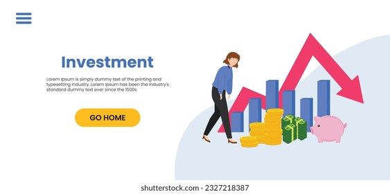 Investment and finance growth business concept. Human hands hold glass jar with coins and growing plant or tree on green arrow background. Hand drawn vector sketch illustration. Poster banner design