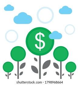 Investment Financial Concept. Business Increasing Capital and Profits. Wealth and Savings. Earnings Money. Vector illustration