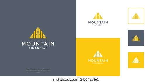 Investment financial logo with abstract mountain and arrow logo design.