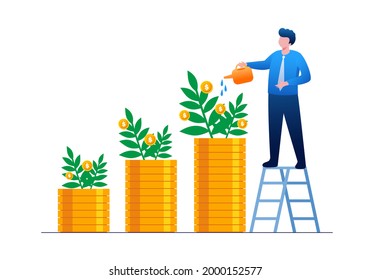 Investment flat vector illustration  template . Earning or profit growth concept 