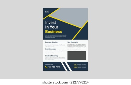 Investment Flyer Template Design. Finance Banking Poster Leaflet Template. Business Investment Flyer Design, Cover, A4 Size, Flyer, Print Ready