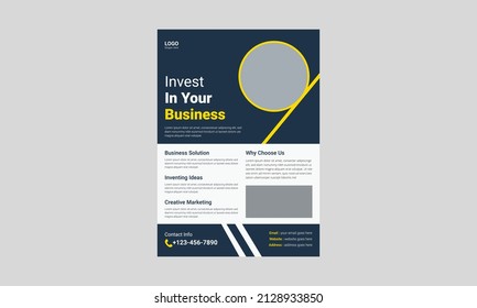 Investment Flyer Template Design. Finance Banking Poster Leaflet Template. Business Investment Flyer Design, Cover, A4 Size, Flyer, Print Ready